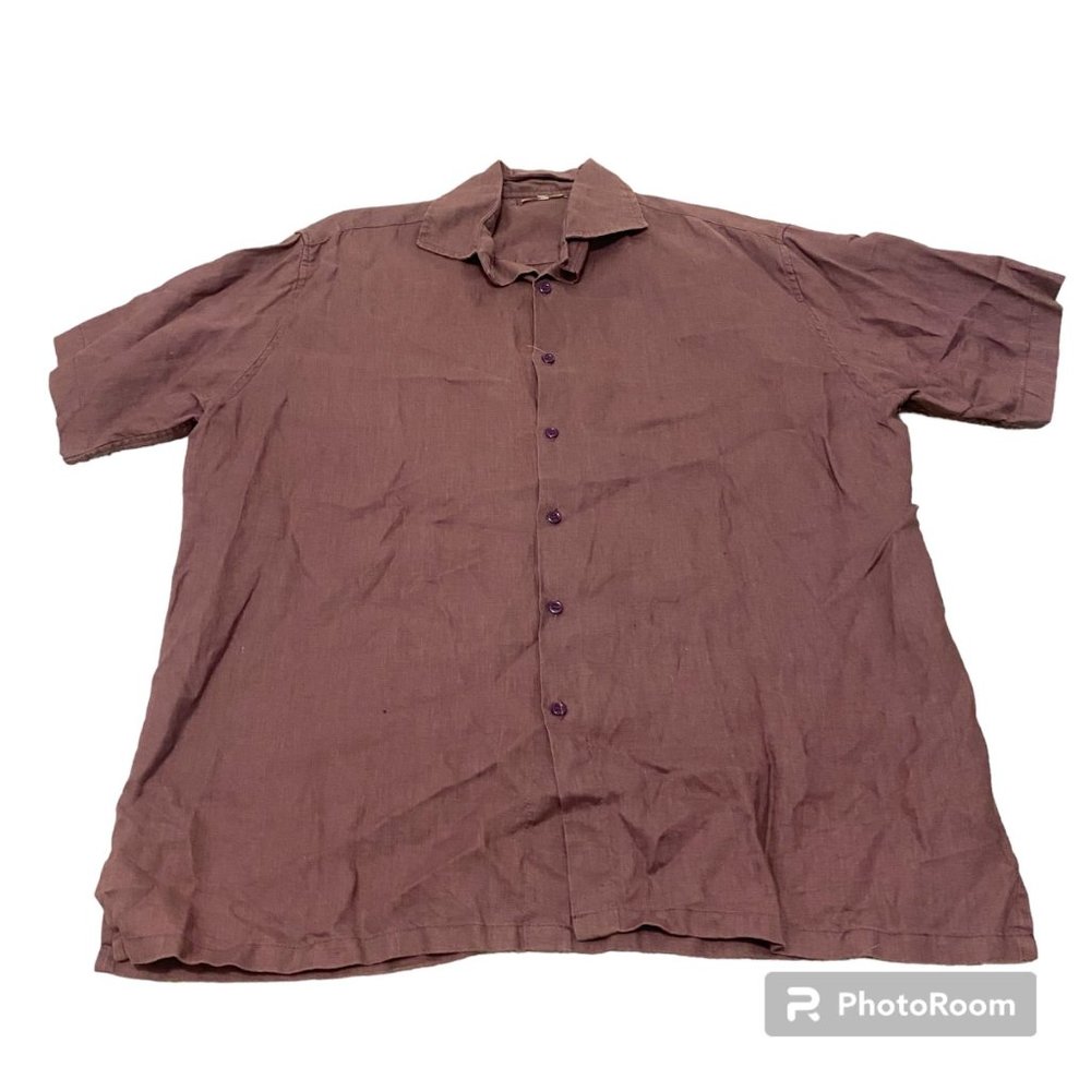 Island Importer Vintage‎ Purple Linen Button Down Men's XL